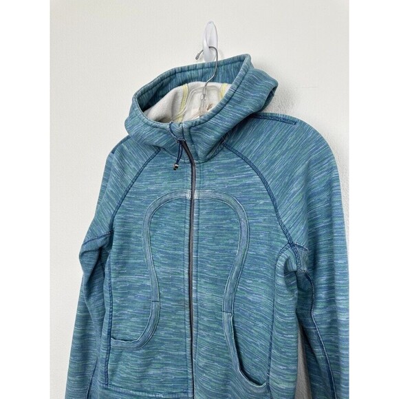 Lululemon Scuba Full Zip Jacket Hooded Space Dye Green Blue Athleisure Women's 6 - Picture 2 of 7
